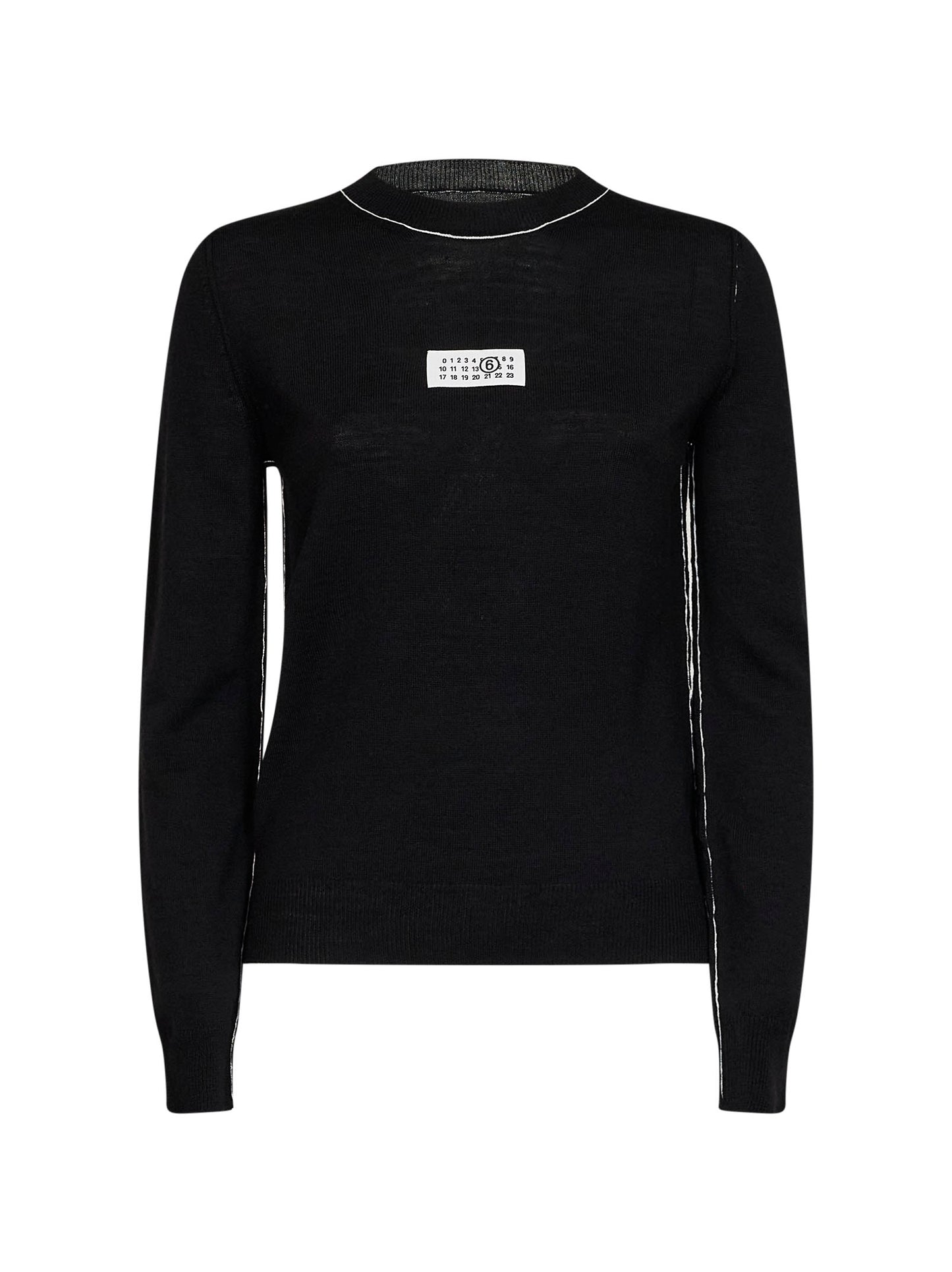 Black wool blend sweater with contrasting trims