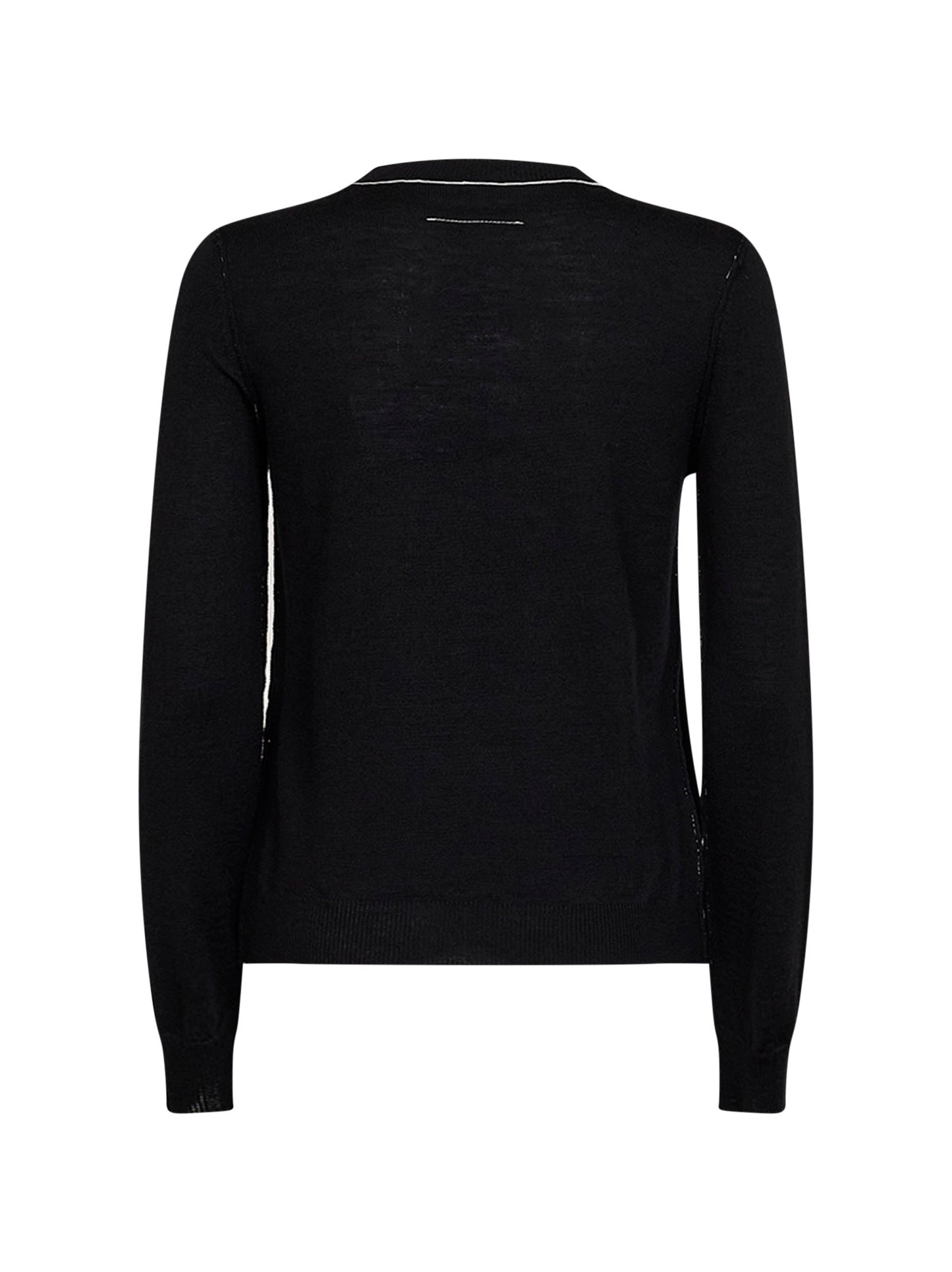 Black wool blend sweater with contrasting trims