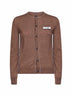 Light brown wool blend cardigan with contrasting trims