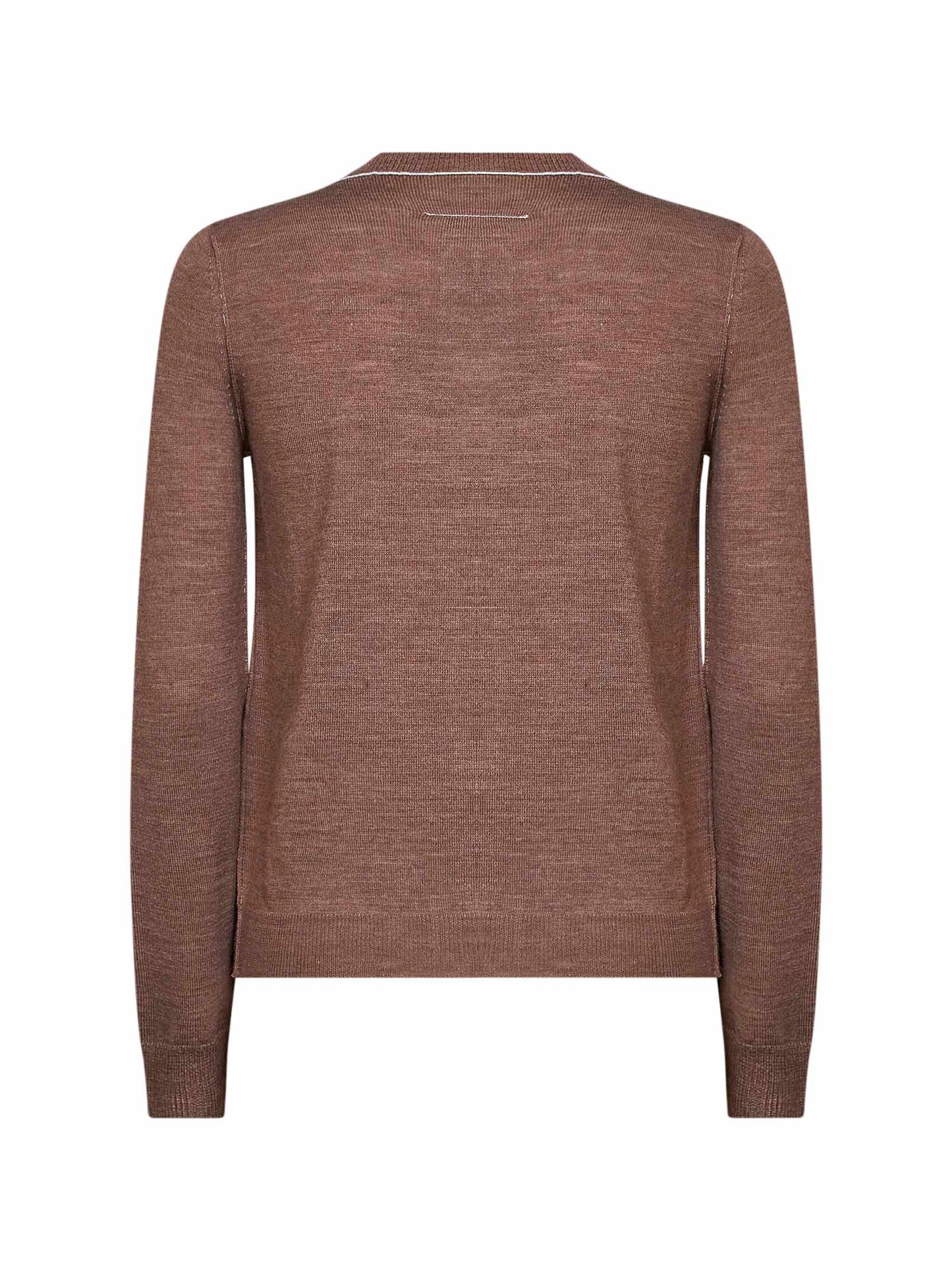 Light brown wool blend cardigan with contrasting trims