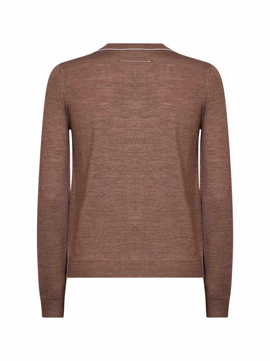 Light brown wool blend cardigan with contrasting trims