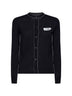 Black wool blend cardigan with contrasting trims
