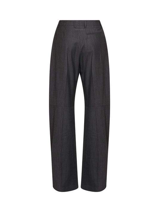 Pantaloni sartoriali a gamba larga in misto lana grigia