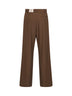 Pantaloni con pince in misto lana cammello