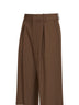 Pantaloni con pince in misto lana cammello