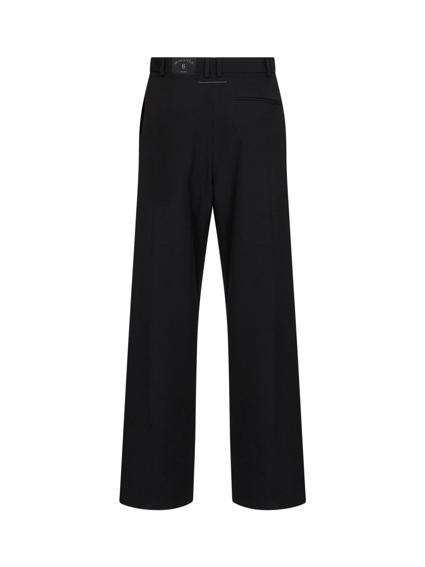 Pantaloni con pince in misto lana nera