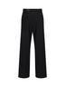 Pantaloni con pince in misto lana nera