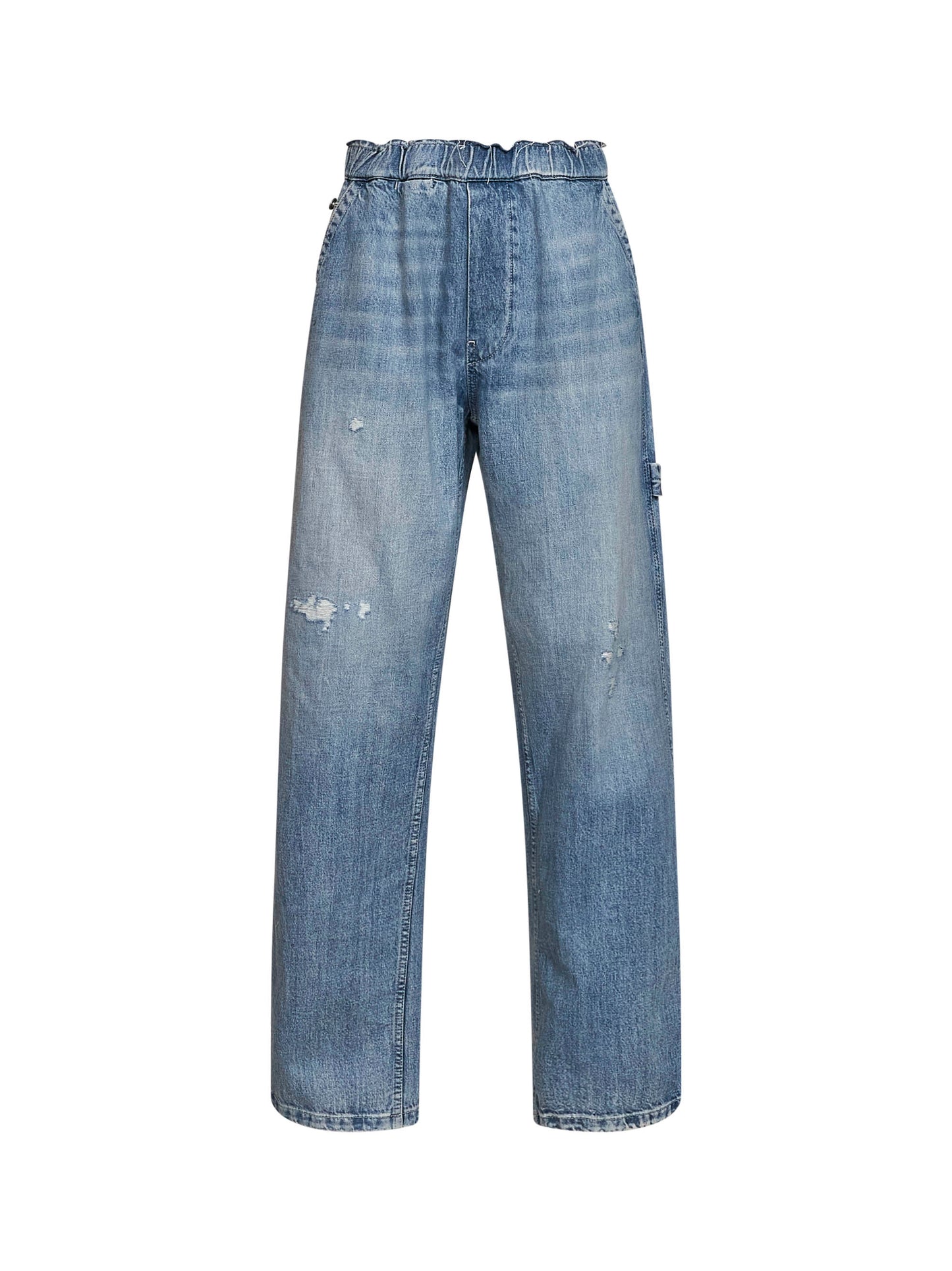 Light blue cotton denim wide-leg jeans