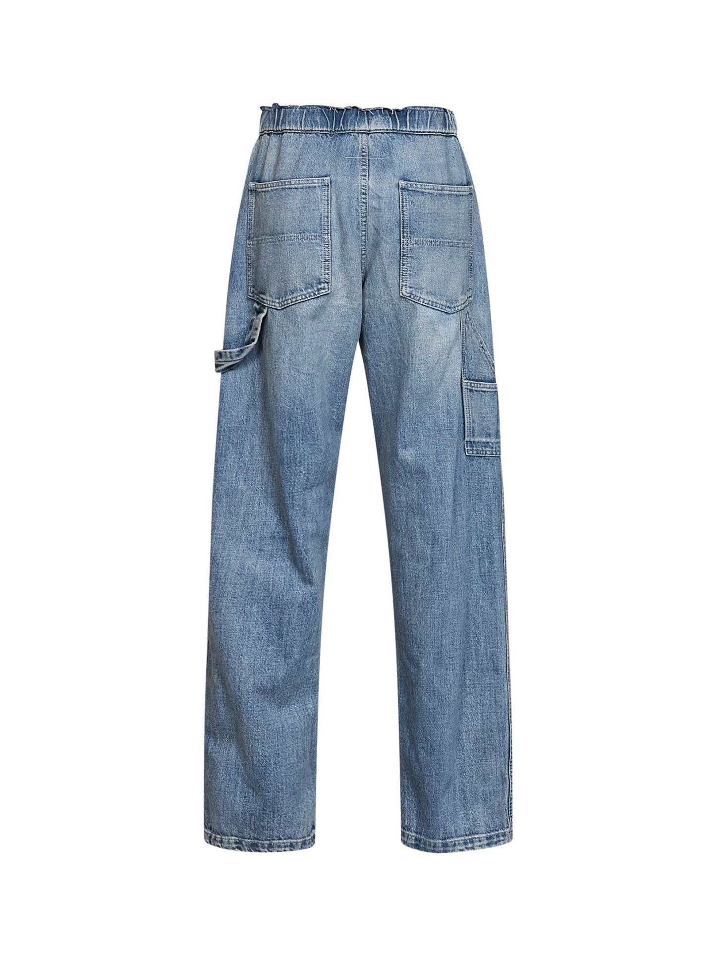 Light blue cotton denim wide-leg jeans