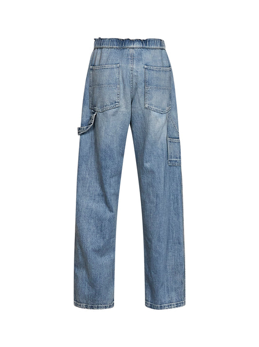 Light blue cotton denim wide-leg jeans