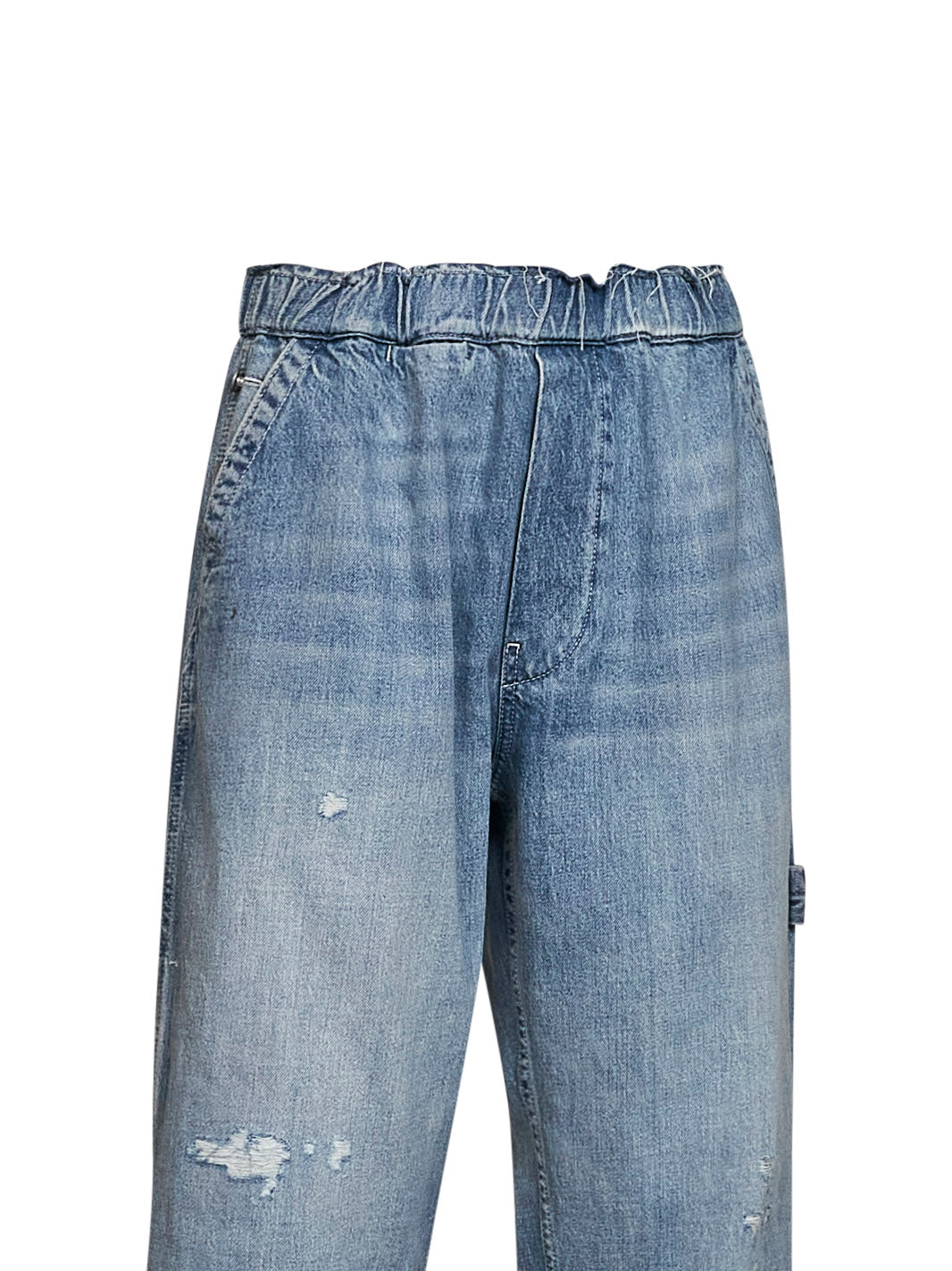 Light blue cotton denim wide-leg jeans