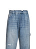 Light blue cotton denim wide-leg jeans