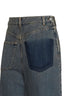 Jeans asimmetrico a gamba larga in denim grigio chiaro