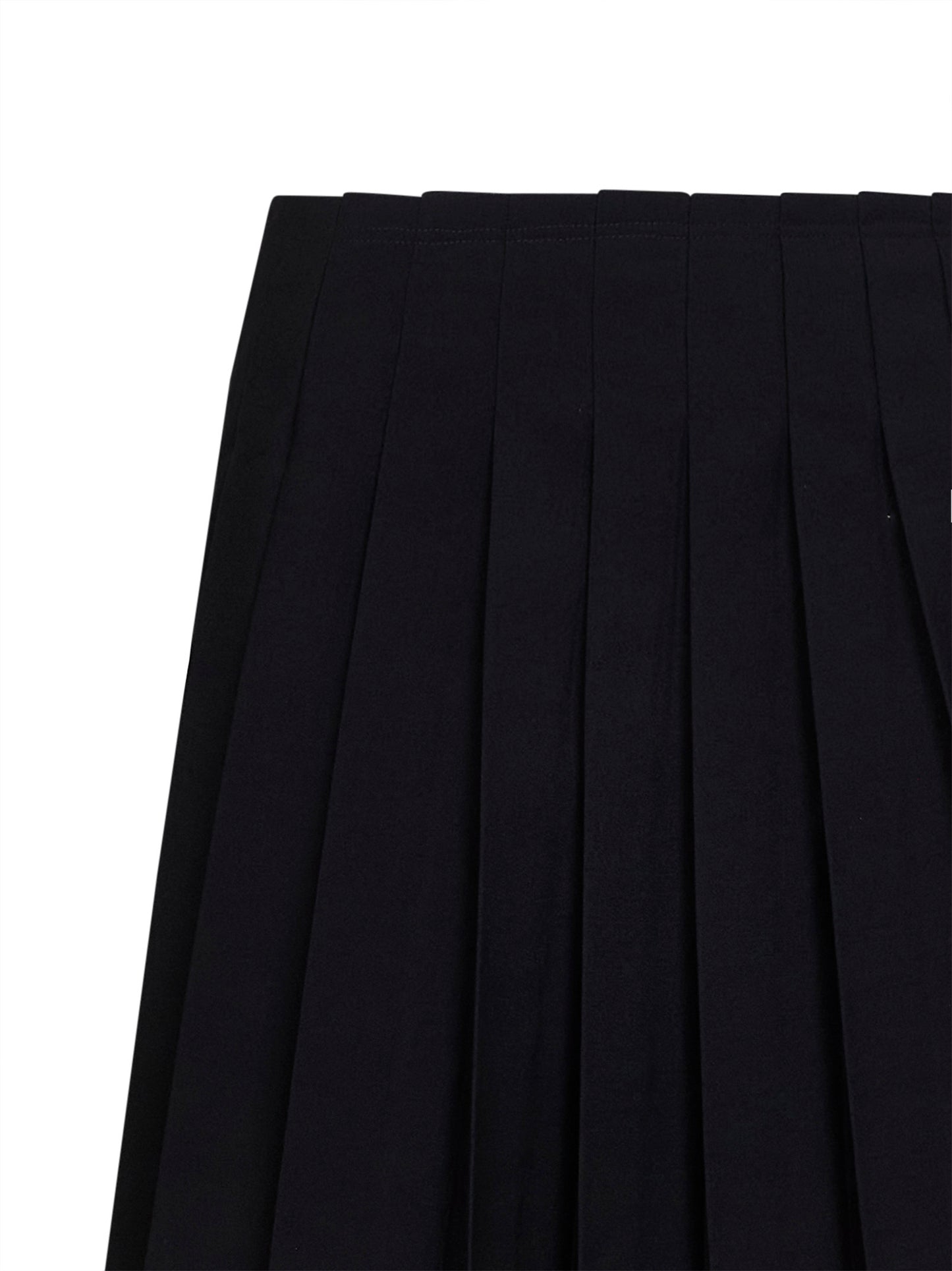 Black wool blend pleated mini skirt
