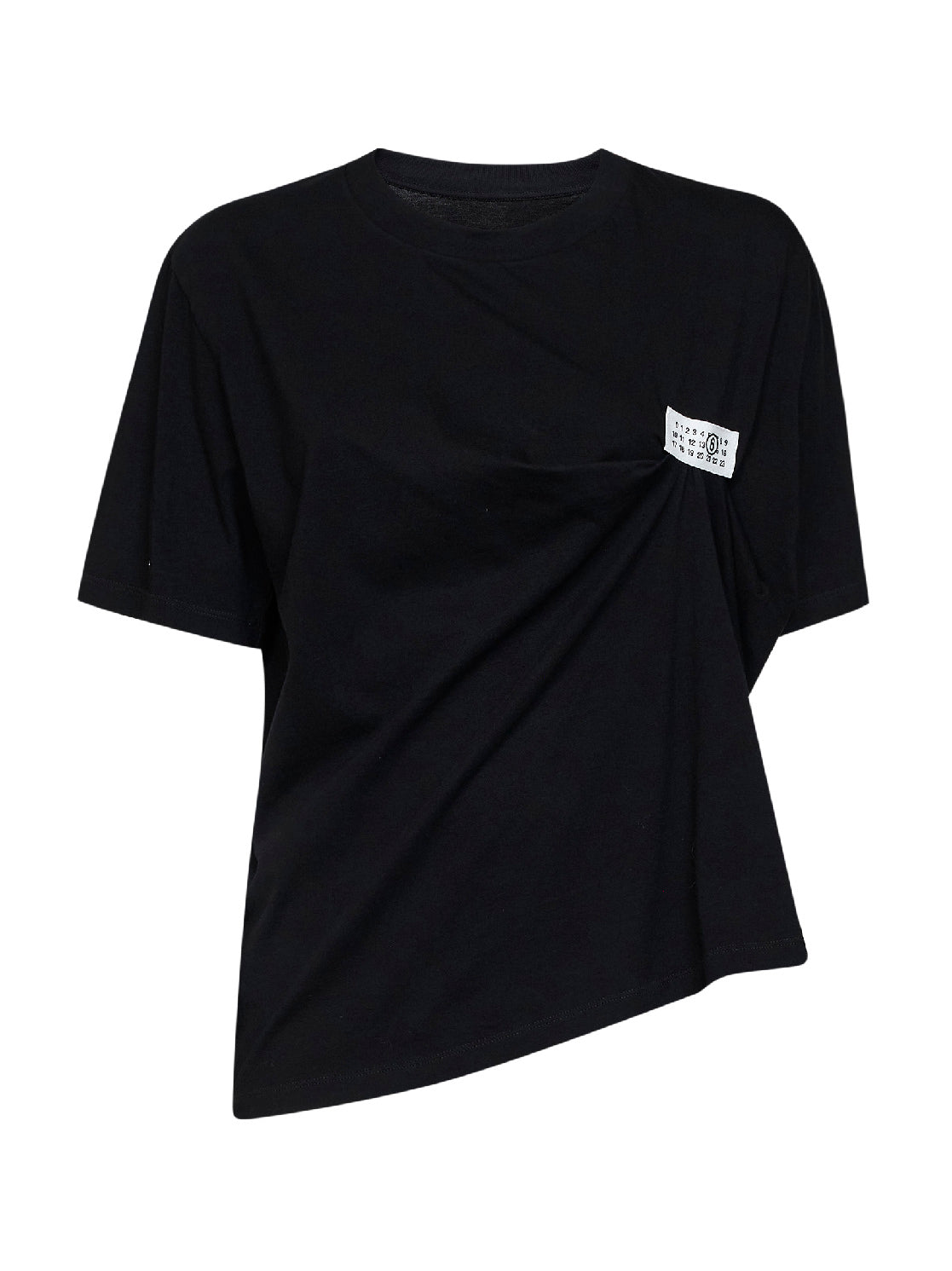 T-shirt asimmetrica in cotone nero con logo Numeric