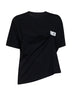 T-shirt asimmetrica in cotone nero con logo Numeric