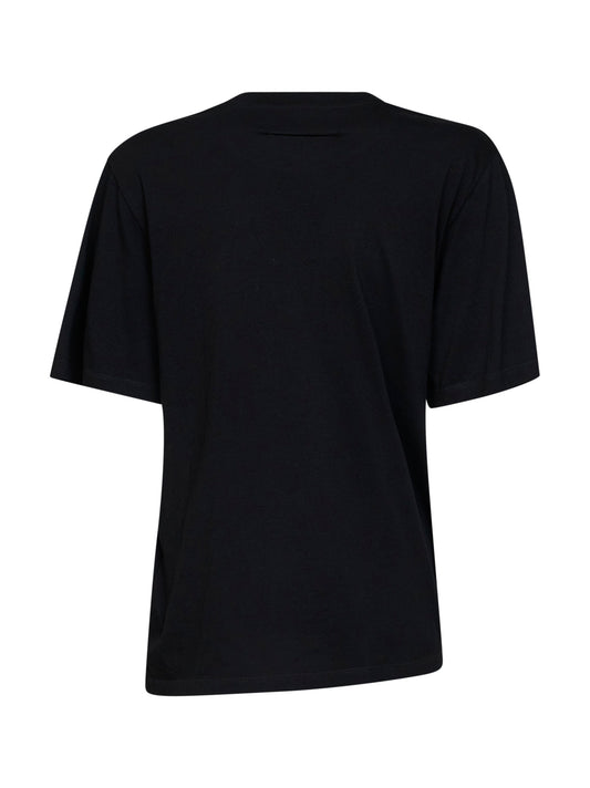 Black cotton asymmetric T-shirt with Numeric logo