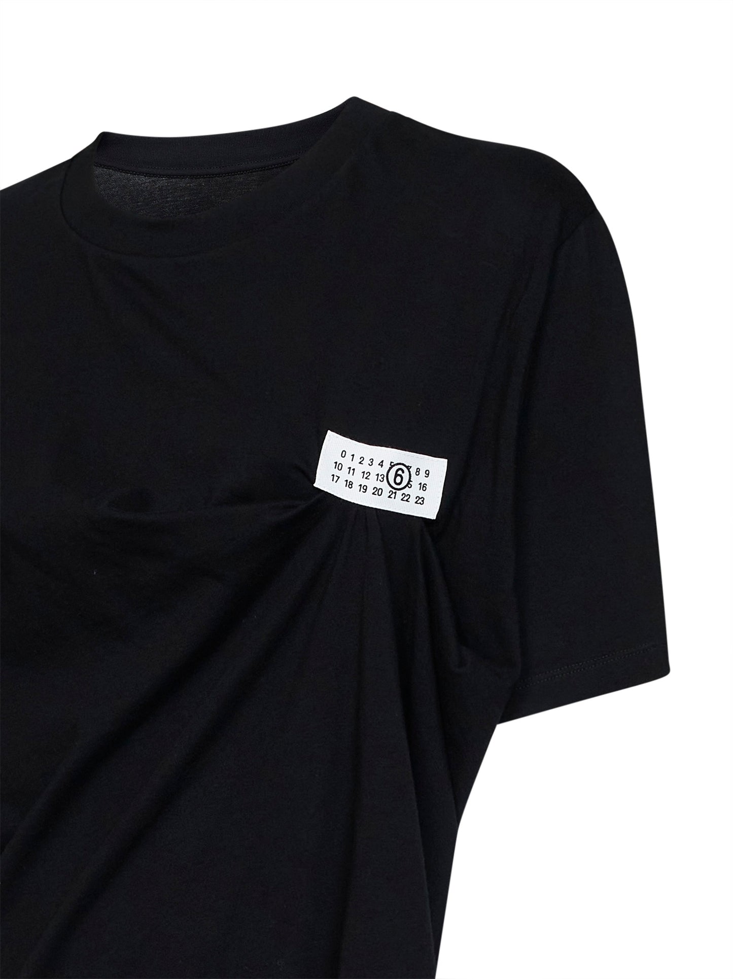 T-shirt asimmetrica in cotone nero con logo Numeric