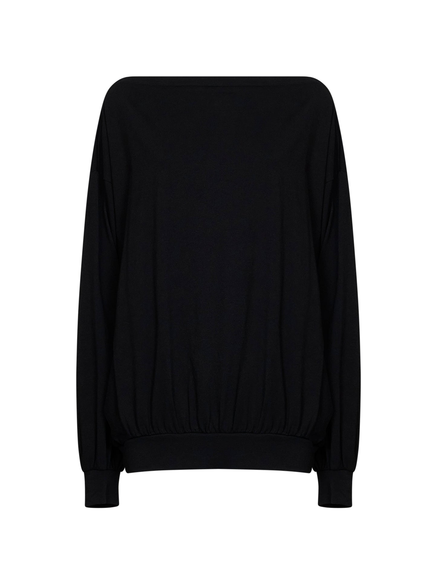 Maglia oversize con spalle scoperte in jersey nero