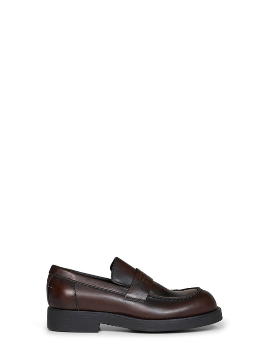 Cappuccino leather urban biker loafers