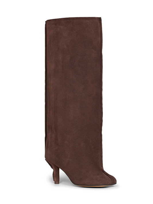Dark brown suede Anatomic boots with tubular shaft