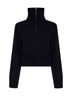Maglia a collo alto stile polo in misto lana blu navy