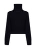 Maglia a collo alto stile polo in misto lana blu navy