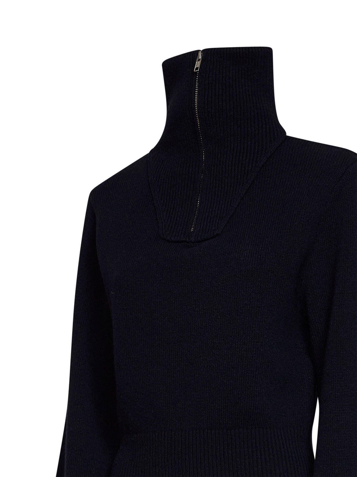 Maglia a collo alto stile polo in misto lana blu navy