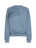 Light blue cotton sweatshirt with signature and layered panel