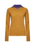 Maglia in misto lana mostarda con collo a contrasto