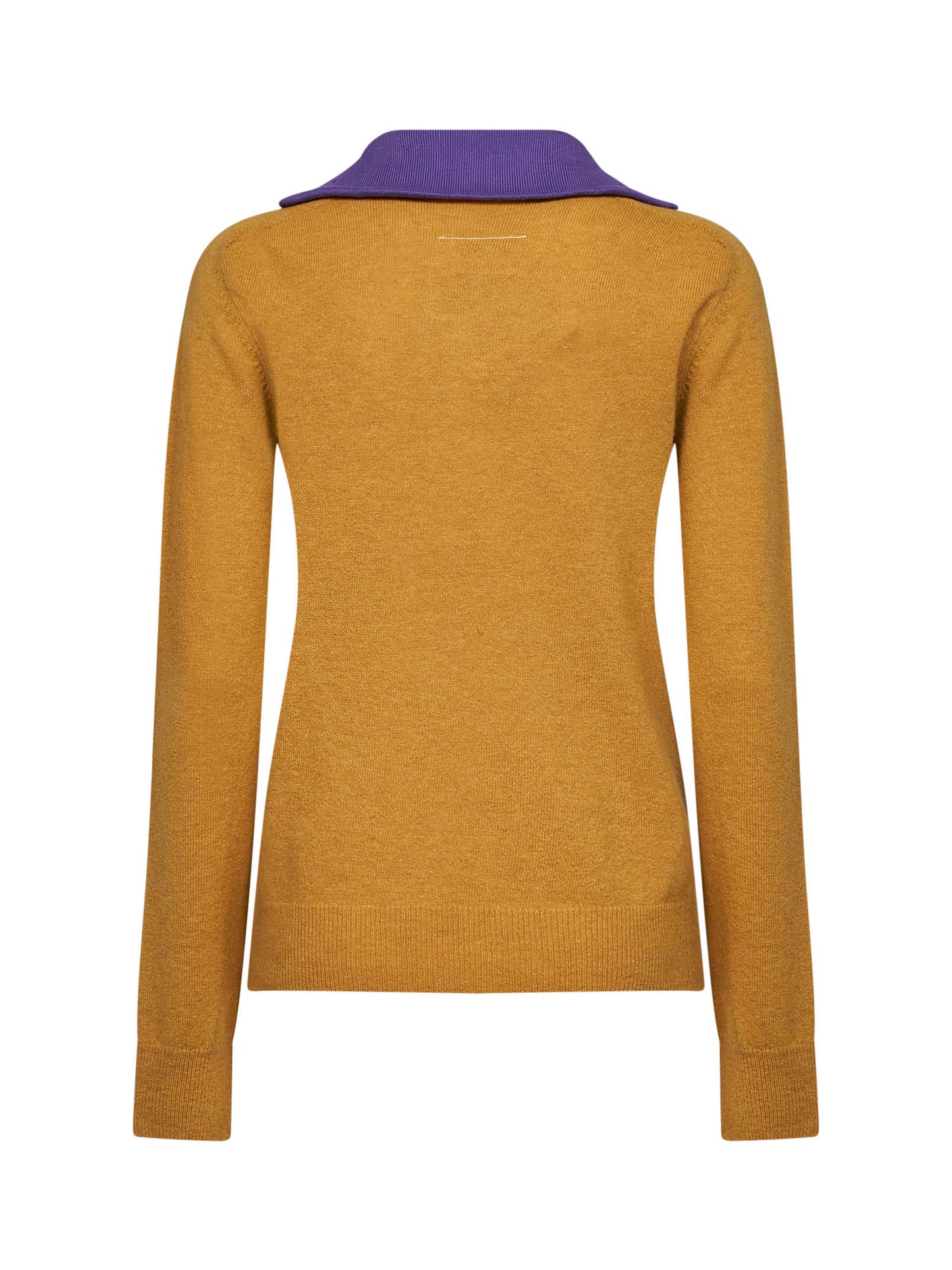 Maglia in misto lana mostarda con collo a contrasto