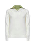 Maglia in misto lana avorio con collo a contrasto