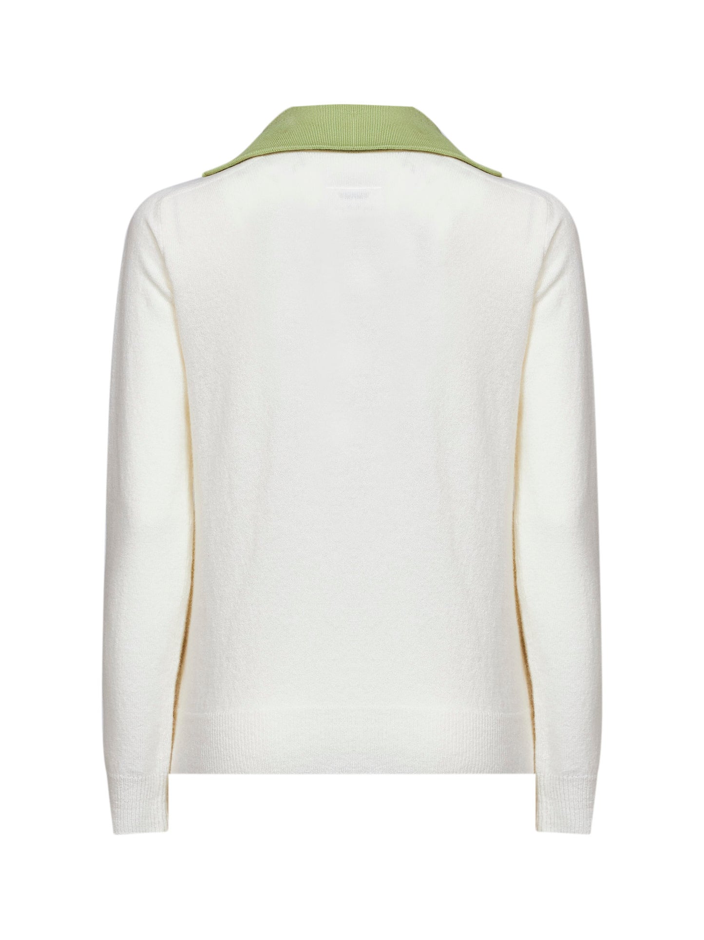 Maglia in misto lana avorio con collo a contrasto