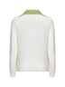 Maglia in misto lana avorio con collo a contrasto