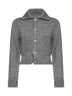 Mélange grey wool-blend knit cropped cardigan
