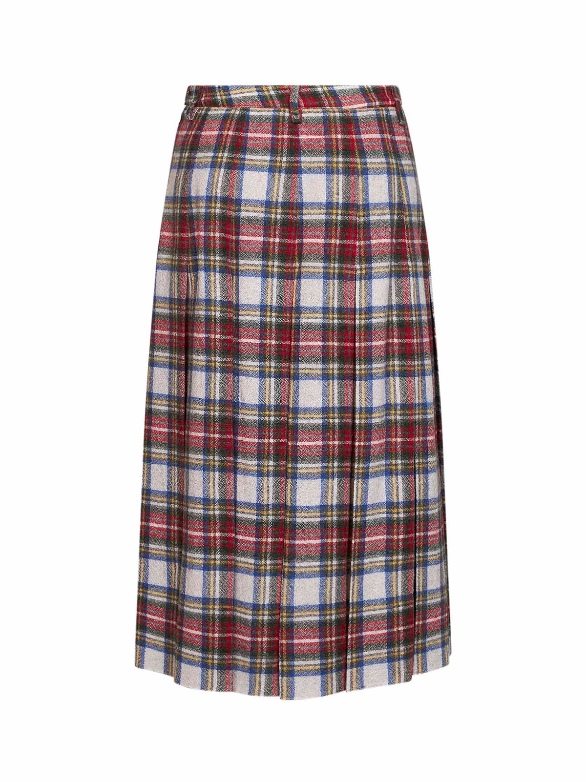 Tartan wool-blend pleated midi skirt