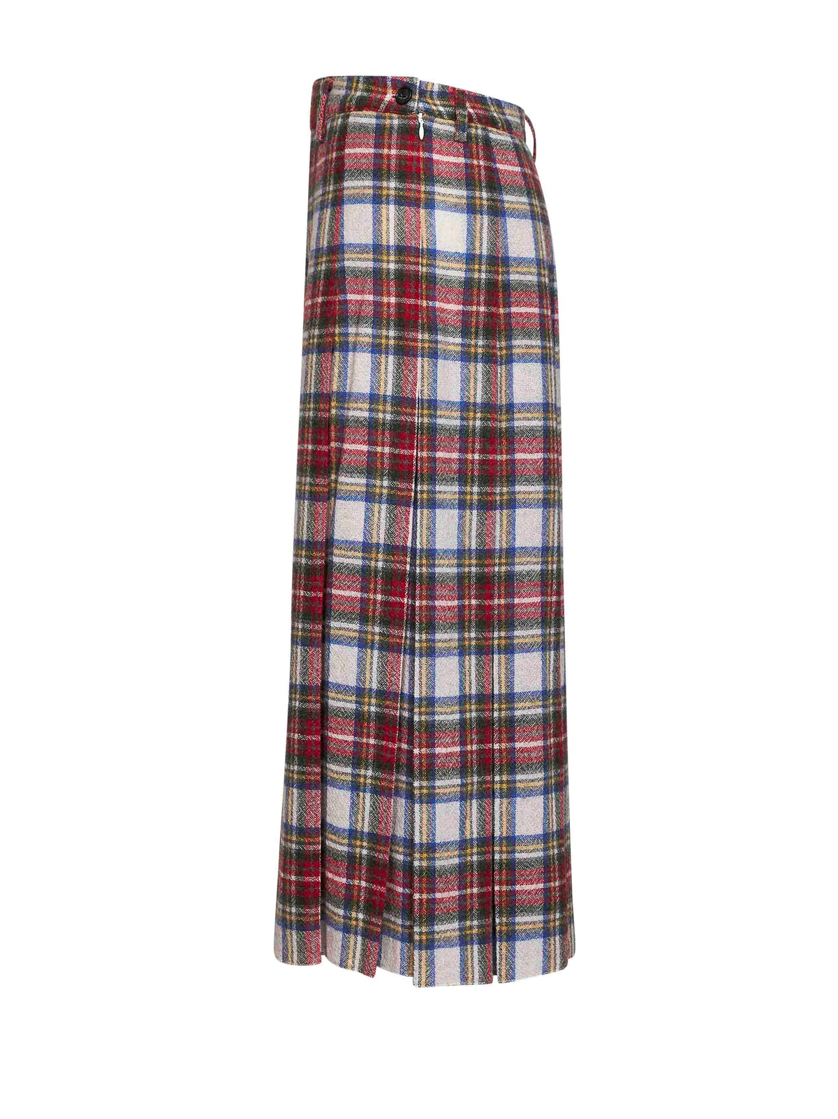 Tartan wool-blend pleated midi skirt