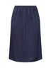 Midnight blue velvet-effect satin midi skirt