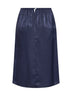 Midnight blue velvet-effect satin midi skirt