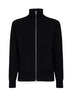 Black wool blend knit zip-up cardigan