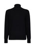 Black wool blend knit zip-up cardigan