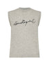 Melange grey wool blend knit vest with signature