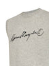 Melange grey wool blend knit vest with signature
