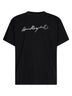 Black overdyed jersey printed T-shirt<BR/>