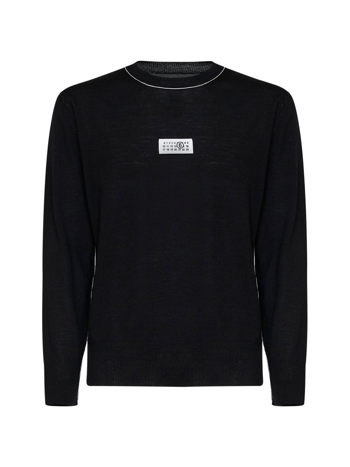 Maglia girocollo in misto lana nera