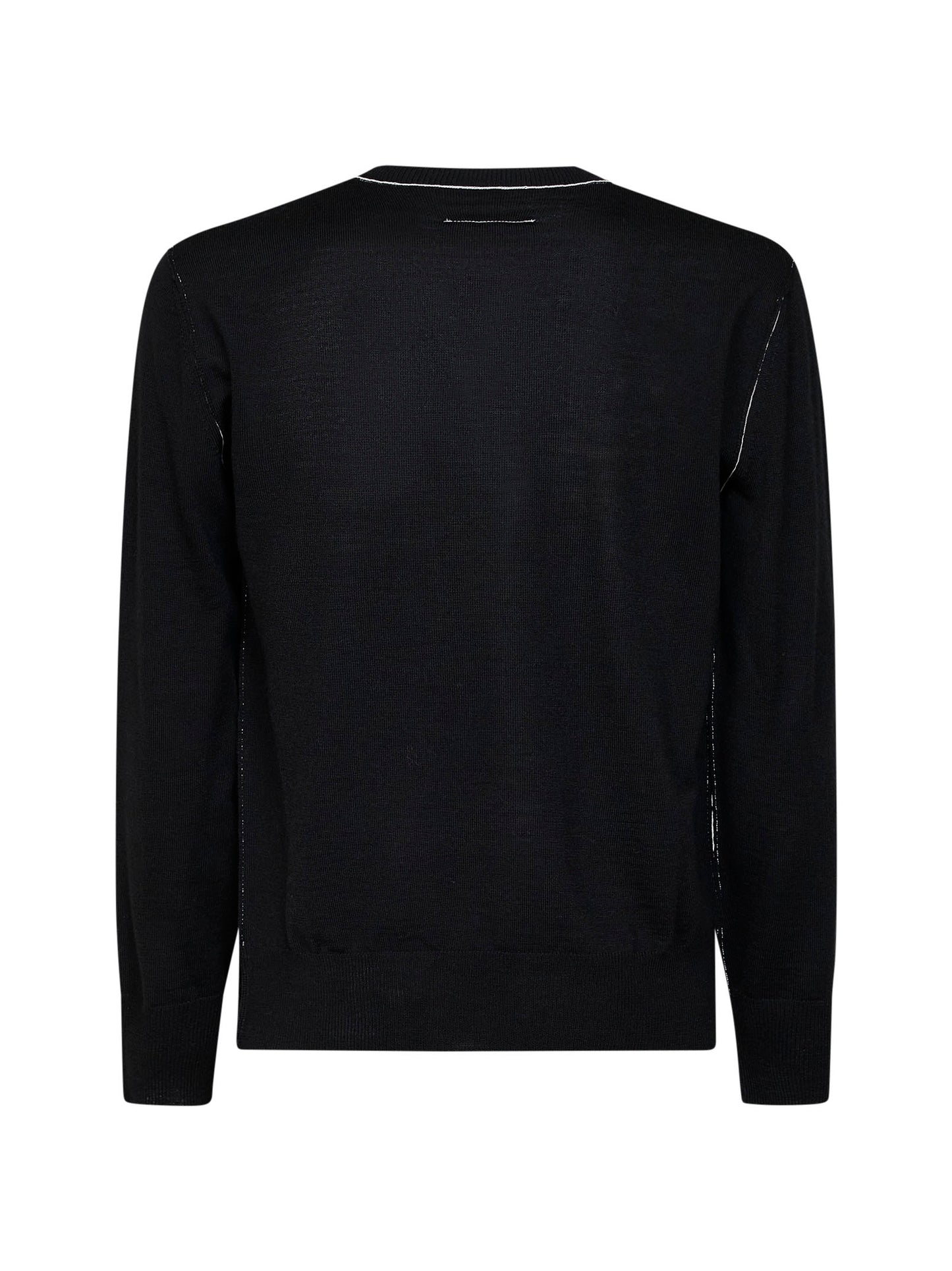 Maglia girocollo in misto lana nera