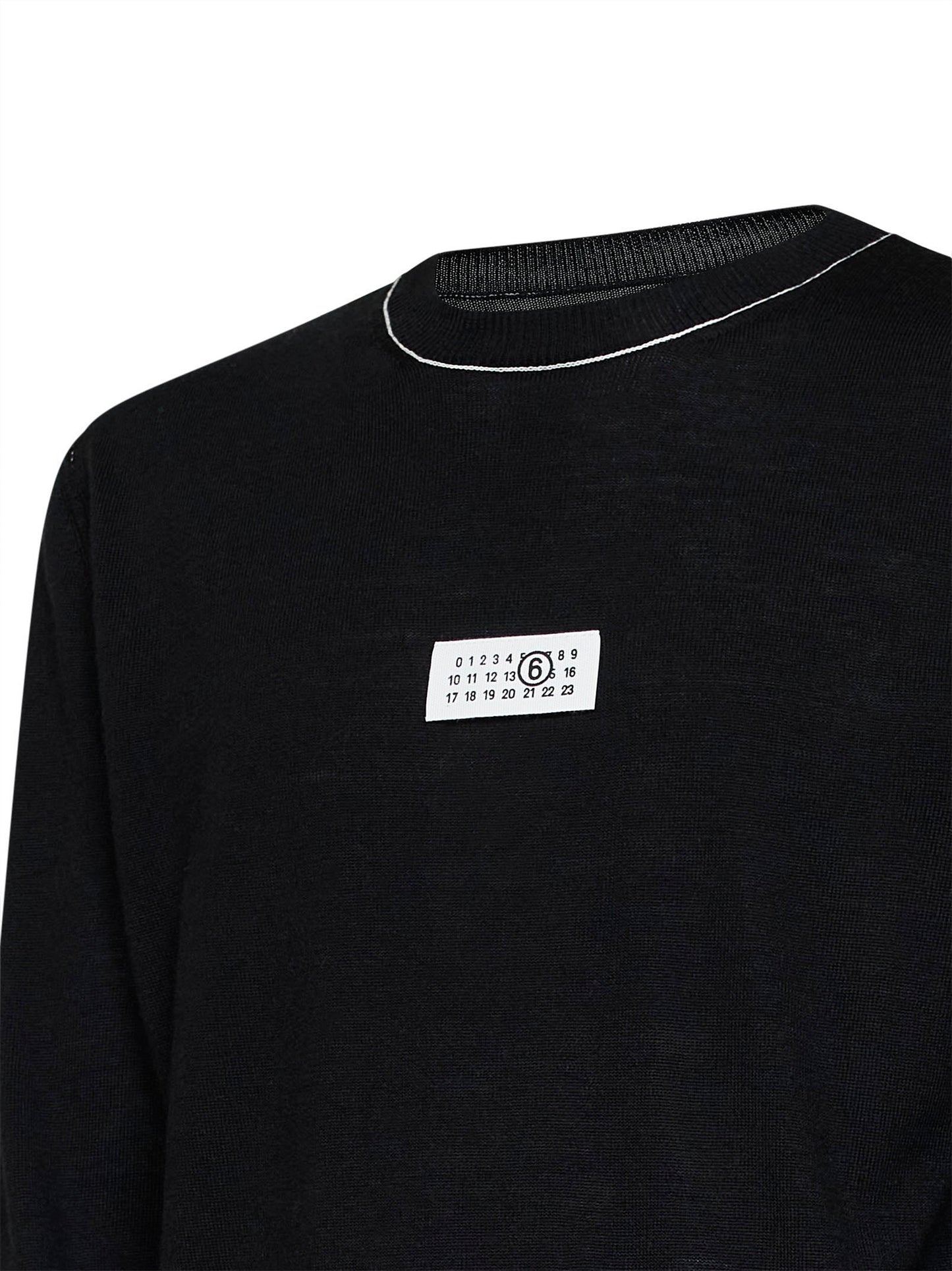 Maglia girocollo in misto lana nera
