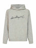 Felpa con cappuccio in maglia di misto lana grigio melange con firma