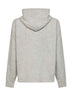 Felpa con cappuccio in maglia di misto lana grigio melange con firma