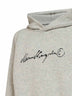Felpa con cappuccio in maglia di misto lana grigio melange con firma